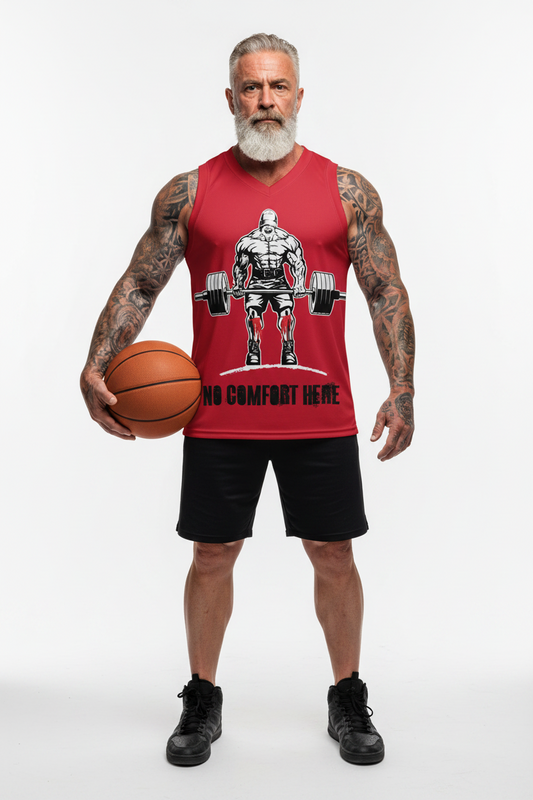 Recycled unisex basketball jersey, No Comfort Here