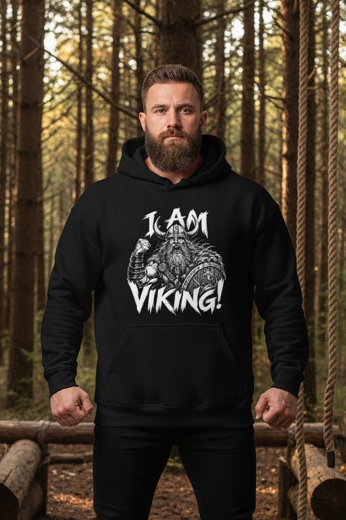 Men's Hoodie, I Am Viking, Black
