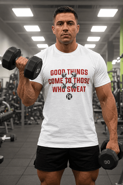 Men's T-shirt, Good Things Come To Those Who Sweat, White