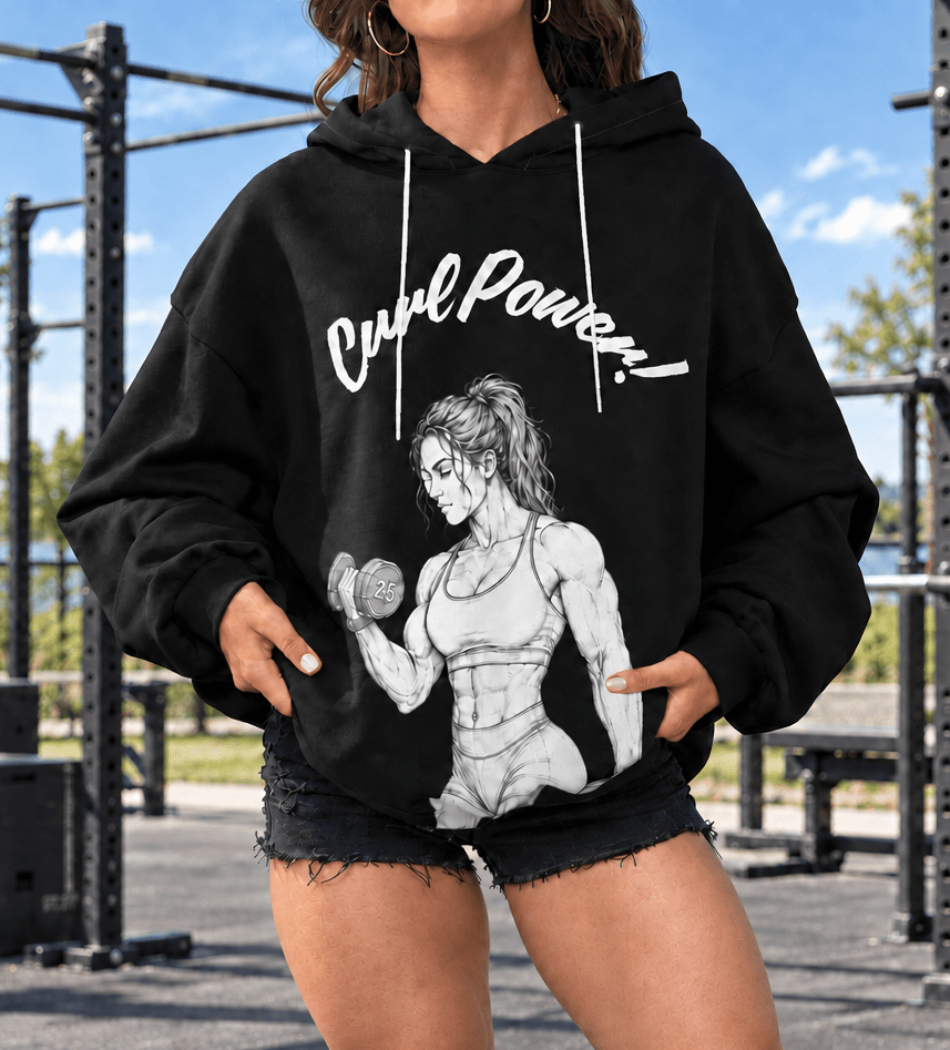 Woman's Hoodie, Curl Power, Black